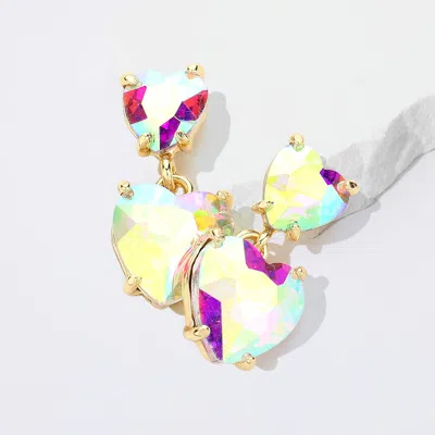 Fashnzfab Heart Stone Cluster Dangle Earrings - Ab, Gold In Multi