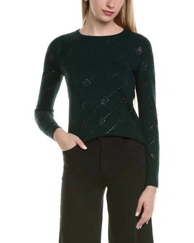 Sofiacashmere Heatset Diagonal Floral Wool & Cashmere-blend Sweater In Green