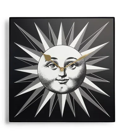Fornasetti Grande Sole Wall Clock In Black