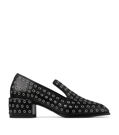 Jimmy Choo 45mm Elliot Grommet Leather Loafers In Black