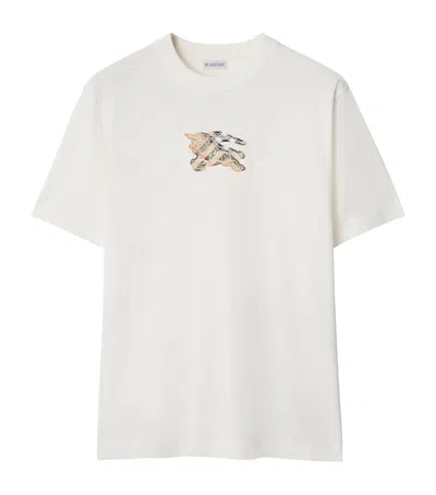 Burberry Equestrian Knight Design Cotton T-shirt In White