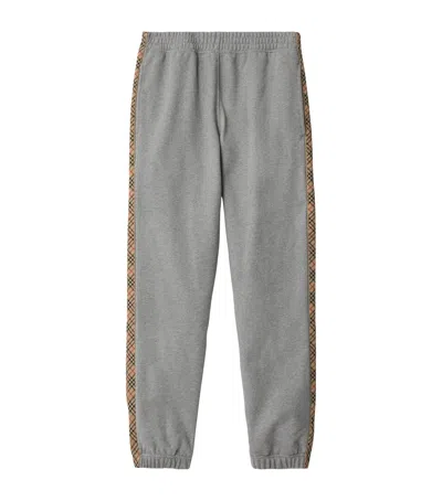 Burberry Cotton Check-stripe Slim Sweatpants In Gray