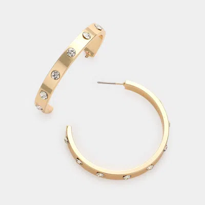 Fashnzfab Stone Embellished Metal Hoop Earrings - Gold In Gold