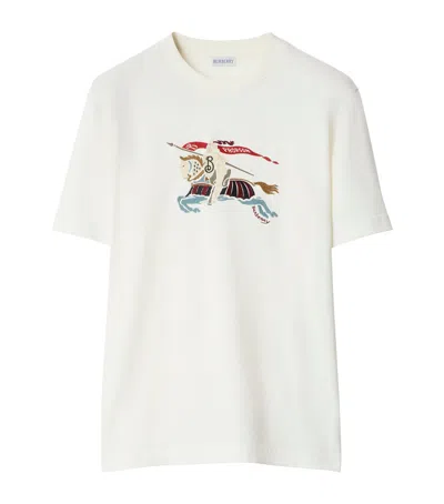 Burberry Ryan Ekd Embroidered Cotton T-shirt In Gray