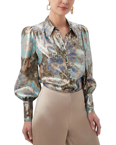 Trina Turk Sagittarius Floral Metallic Top In Multi