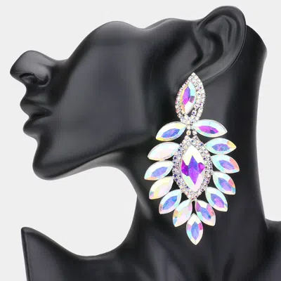 Fashnzfab Marquise Stone Cluster Dangle Evening Earrings - Ab, Silver In Purple