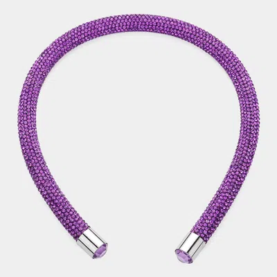Fashnzfab Bling Studded Headband In Purple