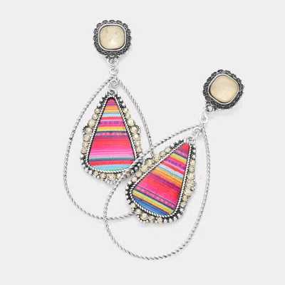 Fashnzfab Rainbow Teardrop Pointed Dangle Earrings - Ivory In Multi