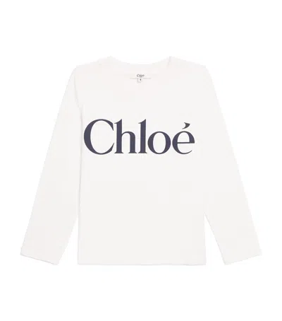Chloé Kids Long-sleeve Cotton T-shirt In White