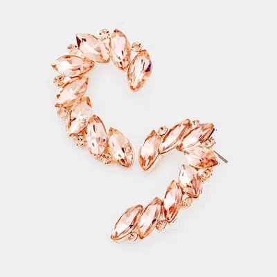 Fashnzfab Crystal Marquise Accented Evening Earrings - Peach, Rose Gold In Orange