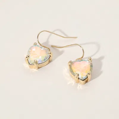 Fashnzfab Heart Stone Cluster Dangle Earrings - Ab, Gold In Multi