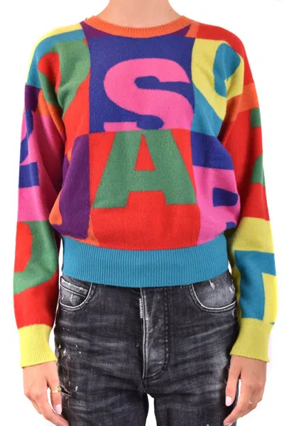 Dsquared2 Patchwork Knit Sweater With Contrasting Ribbed Details In Multi
