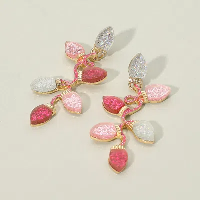 Fashnzfab Glitter Resin Holiday Light Bulb Drop Earrings - Pink In Multi