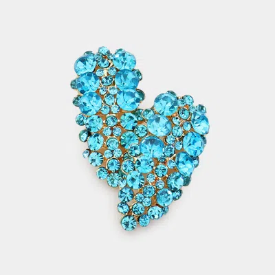 Fashnzfab Bubble Stone Cluster Evening Earrings - Aqua, Gold In Blue