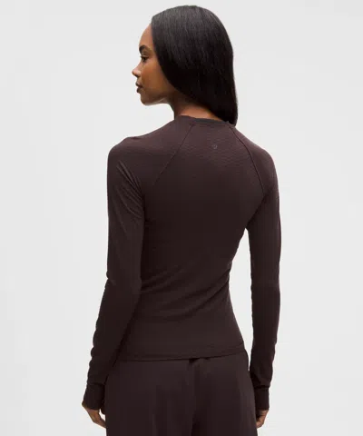 Lululemon Diamond-texture Wool-blend Crewneck Base Layer In Brown