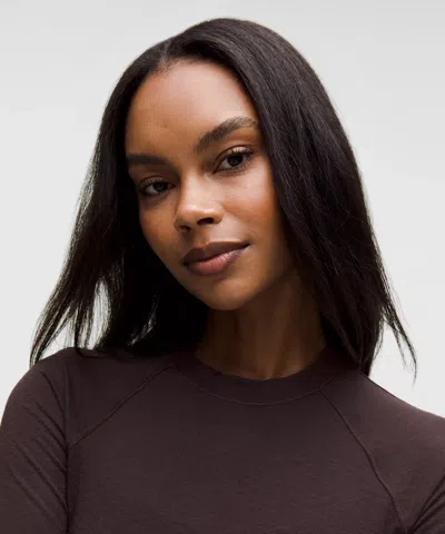 Lululemon Diamond-texture Wool-blend Crewneck Base Layer In Brown