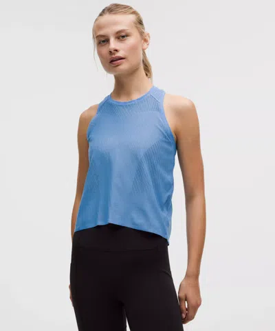 Lululemon Fast And Free Airflow Cropped Running Tank Top In Blue
