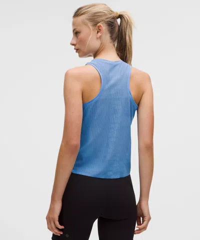 Lululemon Fast And Free Airflow Cropped Running Tank Top In Blue