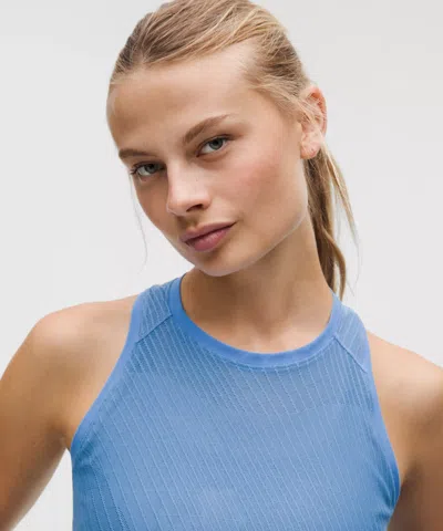 Lululemon Fast And Free Airflow Cropped Running Tank Top In Blue