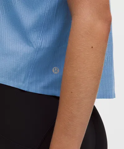Lululemon Fast And Free Airflow Cropped Running Tank Top In Blue