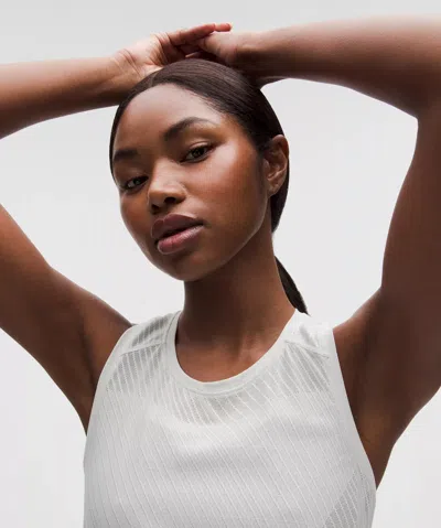 Lululemon Fast And Free Airflow Cropped Running Tank Top In White