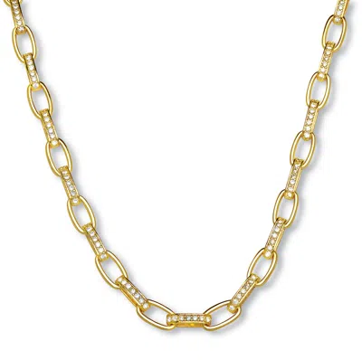 Palm Beach Jewelry Crystal Goldtone Paperclip Necklace, 18 Inches In Gold