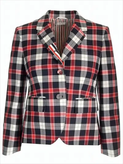 Thom Browne Plaid Tailored Jacket With Structured Silhouette In Multi