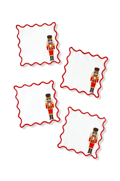 Tiramisu Nutcracker Parade Embroidered Cocktail Napkins - Set Of 4 In Multi