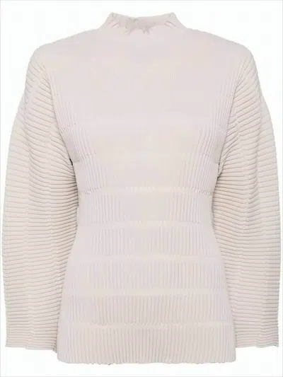 Pleats Please Pleated Turtle Neck Top With Sculptural Silhouette In Gold