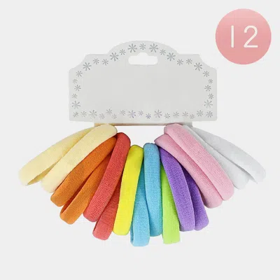 Fashnzfab 12 Set Of 16 - Basic Ponytail Hair Bands 0.5" In Multi