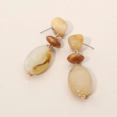 Fashnzfab Resin Pebble Link Drop Earrings - Neutral In Gold