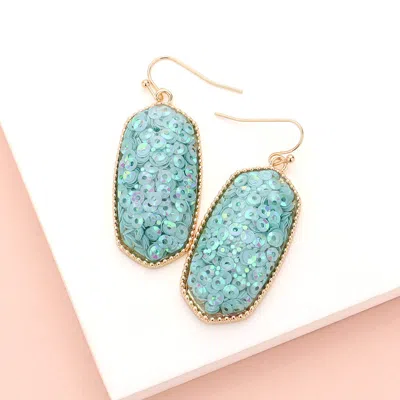 Fashnzfab Sequin Hexagon Dangle Earrings - Blue In Blue