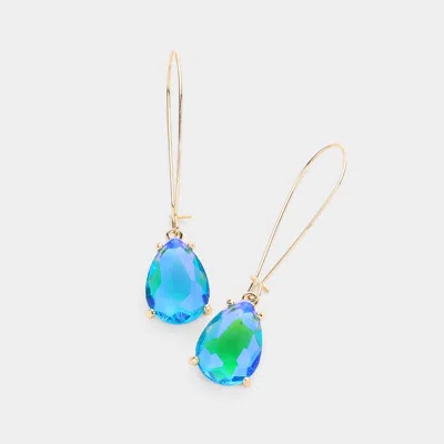Fashnzfab Teardrop Stone Dangle Evening Earrings - Ab, Blue In Multi