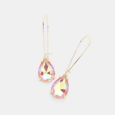 Fashnzfab Teardrop Stone Dangle Evening Earrings - Ab, Pink In Multi