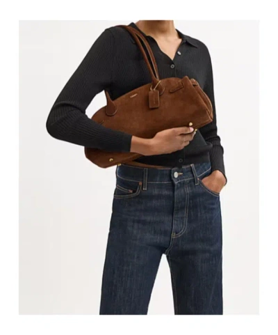 Coach Empire Carryall Suede Shoulder Bag In Brown