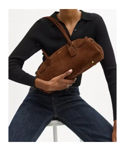 Coach Empire Carryall Suede Shoulder Bag In Brown