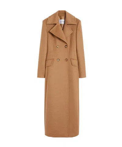 Max Mara Lepanto Long Double-breasted Coat In Brown