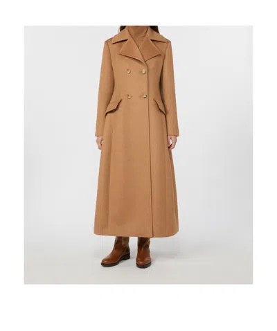 Max Mara Lepanto Long Double-breasted Coat In Brown