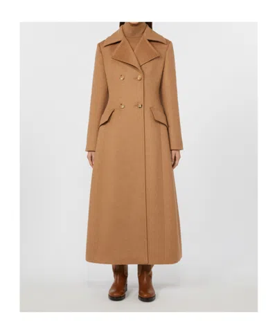 Max Mara Lepanto Long Double-breasted Coat In Brown