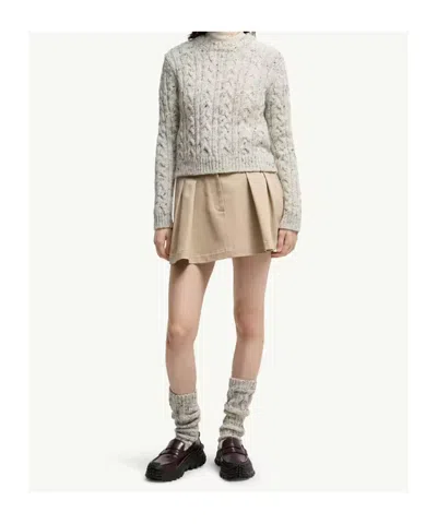 Moncler Cable-knit Wool-blend Sweater In Gray