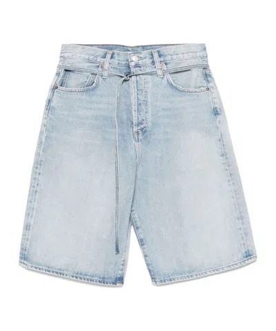 Agolde Five-pocket Denim Shorts In Blue