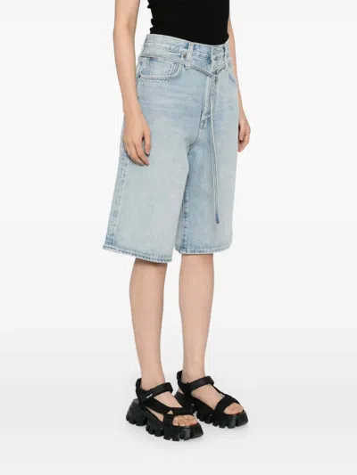 Agolde Five-pocket Denim Shorts In Blue