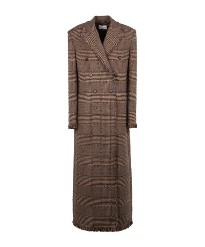 Giuseppe Di Morabito Check-print Double-breasted Coat In Brown