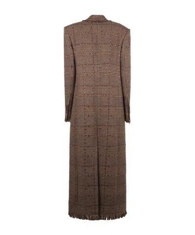 Giuseppe Di Morabito Check-print Double-breasted Coat In Brown