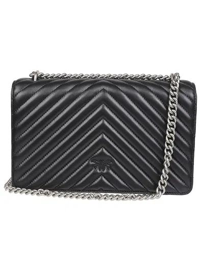 Pinko Chevron-pattern Chain-strap Shoulder Bag In Black