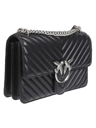 Pinko Chevron-pattern Chain-strap Shoulder Bag In Black
