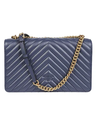 Pinko Chevron-pattern Chain-strap Shoulder Bag In Blue