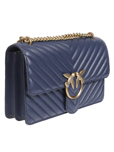 Pinko Chevron-pattern Chain-strap Shoulder Bag In Blue