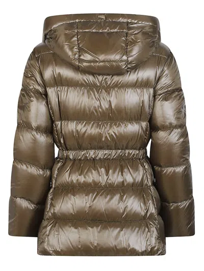 Herno Drawstring Hooded Down Jacket In Green