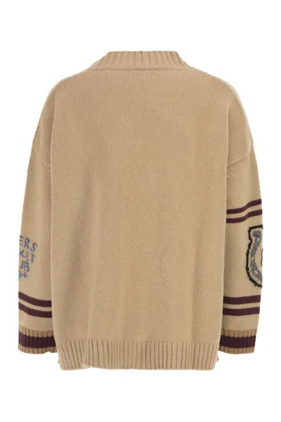Weekend Max Mara Relaxed Fit Cardigan Made From Wool Yarn In Brown